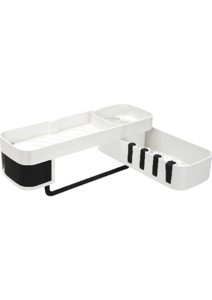 Siyah Stil Yaratıcı Köşe Duş Rafı Banyo Şampuan Duş Raf Tutucu Mutfak Saklama Rafı Organizer Duvara Monte Tip (Yurt Dışından)
