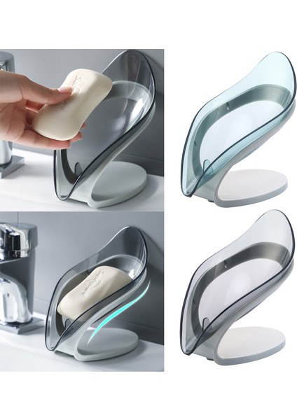Tip2 D Stili Yaprak Şekilli Sabun Kutusu Banyo Sabun Tutucu Tepsi Eğimli Saklama Kurutma Rafı Tabak Kaymaz Drenaj Mutfak Banyo Malzemeleri (Yurt Dışından) fırsatları