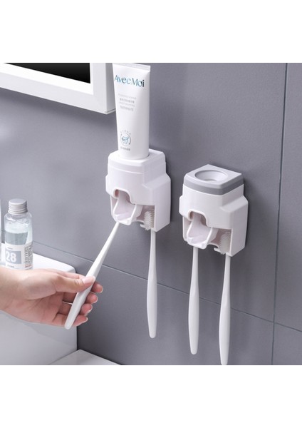 Beyaz Stil Diş Fırçası Tutucu Diş Macunu Dispenseri Banyo Duvara Monte Edilebilir Dikişsiz Tembel Lavabo Yıkama Standı Aksesuarları (Yurt Dışından) modelleri