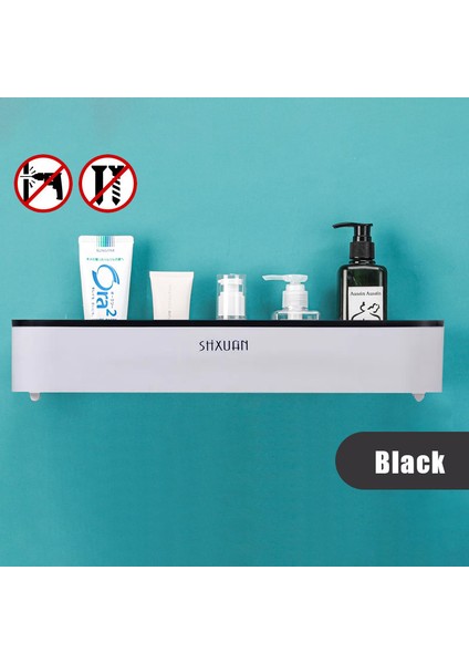 Siyah Stil Mıcck Banyo Rafı Şampuan Duş Rafları Duvara Monte Tuvalet Su Geçirmez Banyo Düzenleyici Kozmetik Raf Banyo Havlu Askısı (Yurt Dışından)