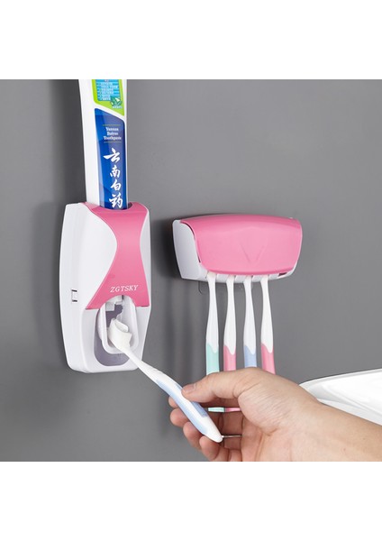 Turuncu Tarzı Otomatik Diş Macunu Dispenseri Plastik Tembel 5 Diş Fırçası Tutucu Sıkacağı Banyo Rafları Banyo Aksesuarları (Yurt Dışından) modelleri