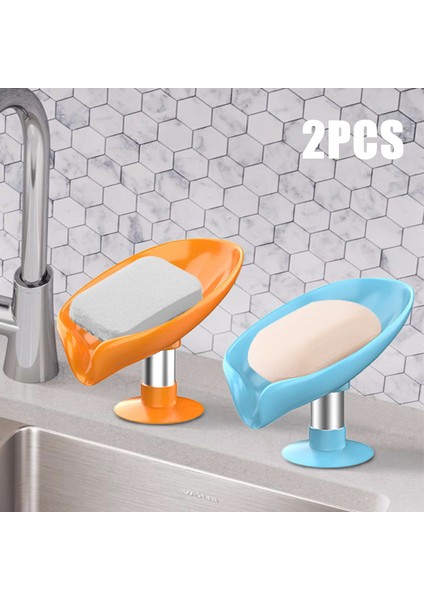 Abs Gri x 1 Stil 2 Adet Yaprak Şekilli Sabun Kutu Banyo Yaratıcı Kendiliğinden Süzülen Duş Sabun Kabı Depolama Kutusu Ücretsiz Delme (Yurt Dışından)