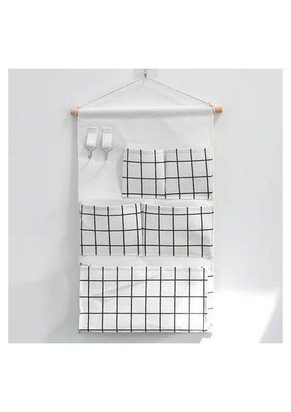 Beyaz Stil 5 Cep Pamuk Keten Kumaş Duvar Kapı Asma Çanta Organizatör Depolama Torbaları Gardırop Dolap Depolama Çantası Eşya Torbaları (Yurt Dışından)