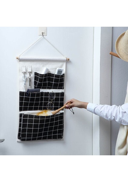 Beyaz Stil 5 Cep Pamuk Keten Kumaş Duvar Kapı Asma Çanta Organizatör Depolama Torbaları Gardırop Dolap Depolama Çantası Eşya Torbaları (Yurt Dışından) modelleri