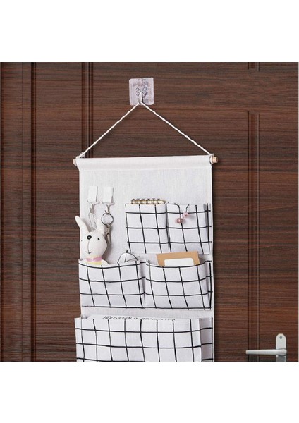 Beyaz Stil 5 Cep Pamuk Keten Kumaş Duvar Kapı Asma Çanta Organizatör Depolama Torbaları Gardırop Dolap Depolama Çantası Eşya Torbaları (Yurt Dışından) fırsatları