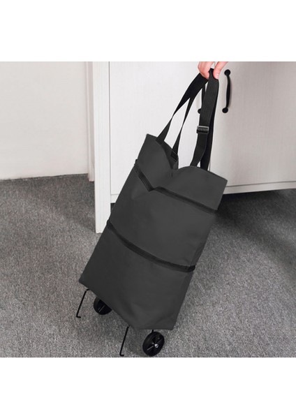 Siyah Stil Katlanabilir Alışveriş Çekiçli Araba Trolley Çantası Tekerlekli Alışveriş Torbaları Gıda Organizatör Sebze Torbası Yeniden Kullanılabilir Market Çantaları (Yurt Dışından) fiyatları