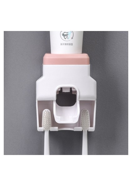 Pembe Stil Diş Fırçası Tutucu Diş Macunu Dispenseri Banyo Duvara Monte Edilebilir Dikişsiz Tembel Lavabo Yıkama Standı Aksesuarları (Yurt Dışından)