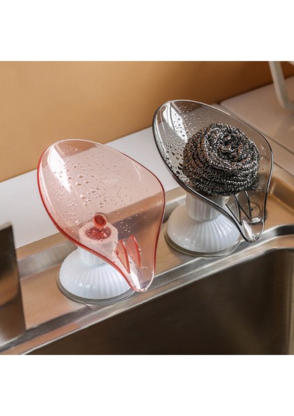 Pembe E Stili 2 Parça Yaprak Şekilli Sabun Kutusu Ev Banyo Drenaj Sabun Tutucu Tuvalet Çamaşır Sabun Kutusu Banyo Duş Sünger Saklama Tepsisi (Yurt Dışından)