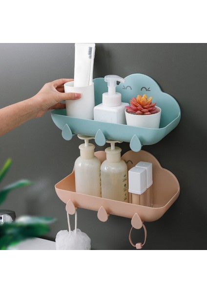 Açık Mavi Tarzı Bulut Şekilli Banyo Rafı Duş Sepeti Organizer Duvara Monte Şampuan Raf Matkap Istemeyen Mutfak Depolama Banyo Aksesuarları (Yurt Dışından)