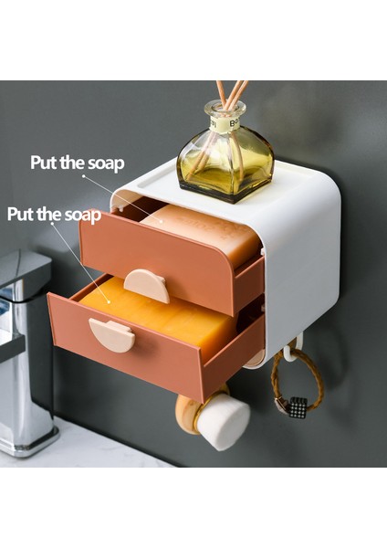 Kırmızı Stil Çift Katmanlı Sabun Kutulu Banyo Duş Sabunu Tutucu Raf Havalandırma Rafları Asılı Banyo Oda Sabun Duş Sabunu Tutucu Tabak Depolama Plakası Tepsi Sabun Kutusu Mücevher (Yurt Dışından) indirimleri