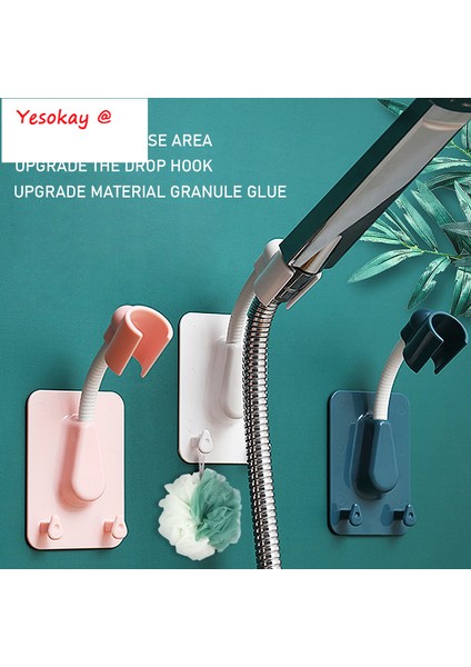 Mavi Stil 360° Duş Başlığı Tutucu Ayarlanabilir Kendinden Yapışkanlı Duş Başlığı Braketi Duvara Monte Edilebilir 2 Kanca Standı Spa Banyo Evrensel Abs 1 Adet (Yurt Dışından)