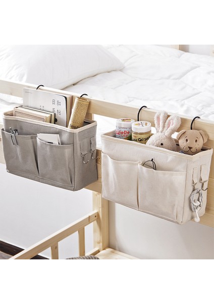 E Stili Tuval Yatak Yanı Asma Organizer Çanta Okul Yanı Dergi Depolama Torbası Telefon Tutucu Çanta Ev Organizer Kanca Cebi Ile (Yurt Dışından) fiyatları