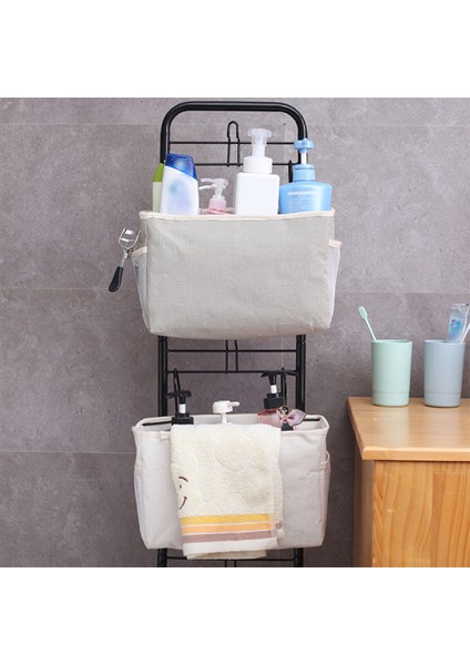 E Stili Tuval Yatak Yanı Asma Organizer Çanta Okul Yanı Dergi Depolama Torbası Telefon Tutucu Çanta Ev Organizer Kanca Cebi Ile (Yurt Dışından) indirimleri