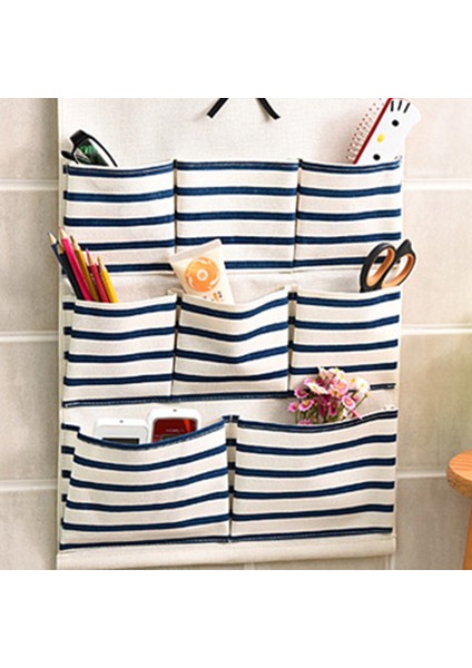 Mavi 8 Cepli Stil Cepler Şerit Dolap Duvar Asma Organizatörü Pamuk Keten Elbise Asma Saklama Çantası Kozmetik Eşyalar Mücevher Saklama (Yurt Dışından) indirimleri