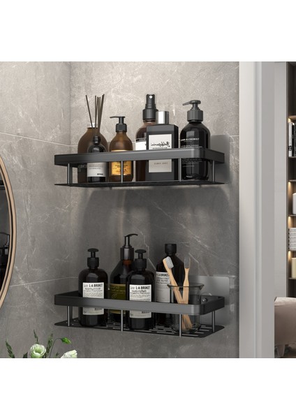 Siyah S1 Üçgen Stili Banyo Rafı Alüminyum Duvara Monte Emme Kupası Üçgen Sepet Duş Raf Kare Sepet Kalınlaştırılmış Banyo Aksesuarları (Yurt Dışından) fiyatları