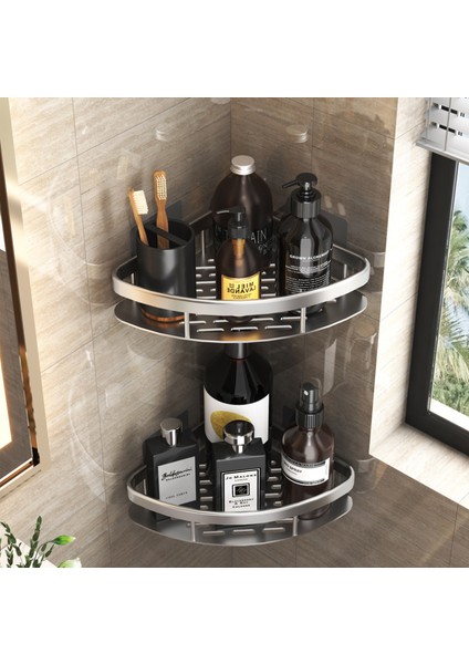 Siyah S1 Üçgen Stili Banyo Rafı Alüminyum Duvara Monte Emme Kupası Üçgen Sepet Duş Raf Kare Sepet Kalınlaştırılmış Banyo Aksesuarları (Yurt Dışından) fırsatları