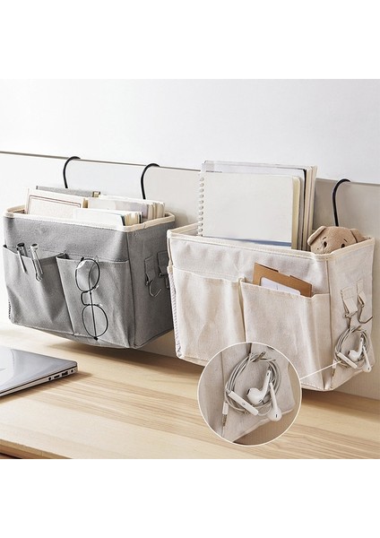 U Tarzı Yan Sehpa Asma Düzenleyici Cep Depolama Çantası Gardırop Organizer Tuval Yatak Odası Banyo Dergi Tote Depolama Organizatörü Pouch (Yurt Dışından) indirimleri