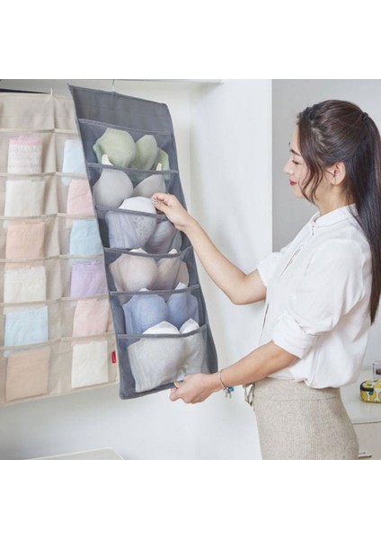 PINK24GRID Stili Kumaş Iç Çamaşırı Saklama Düzenleyici Askılı Çanta Depolama Duvar Askılı Sütyen Çorap Saklama Çantası Dolap Yurdu Ev Düzenleyici (Yurt Dışından) fırsatları