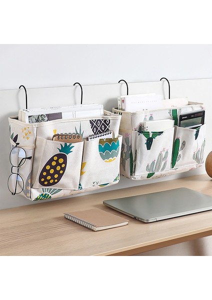 No.4 Tarzı Yatak Başı Asma Düzenleyici Cebi Depolama Çanta Dolap Düzenleyici Tuval Yatak Odası Banyo Dergi Tote Depolama Organizatör Pouch (Yurt Dışından) indirimleri