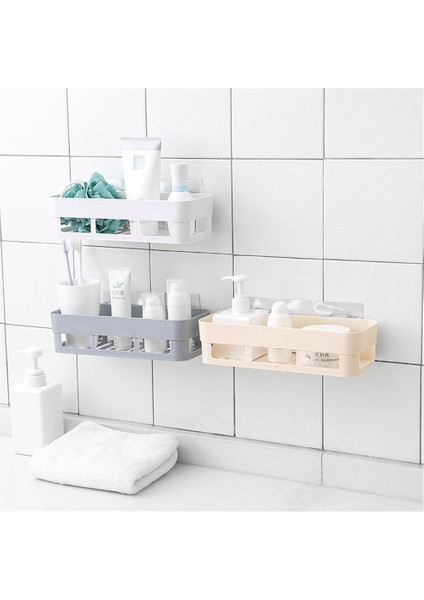 Gri Stil Duvar Askısı Duş Losyonu Organizer Güçlü Emici Kupa Duvara Monte Tutucu Mutfak Banyo Rafı Yapışkanlı Badkamer Depolama Askısı (Yurt Dışından)