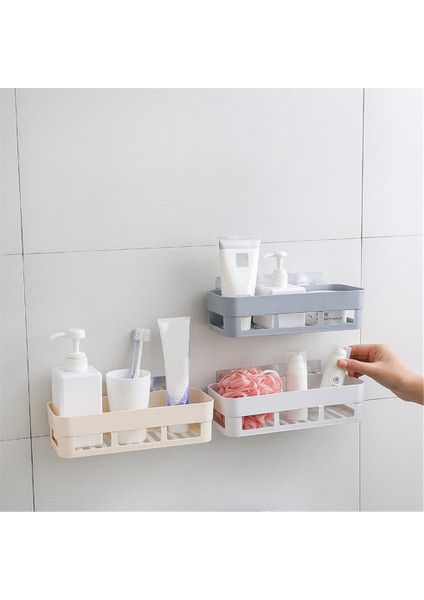 Gri Stil Duvar Askısı Duş Losyonu Organizer Güçlü Emici Kupa Duvara Monte Tutucu Mutfak Banyo Rafı Yapışkanlı Badkamer Depolama Askısı (Yurt Dışından)