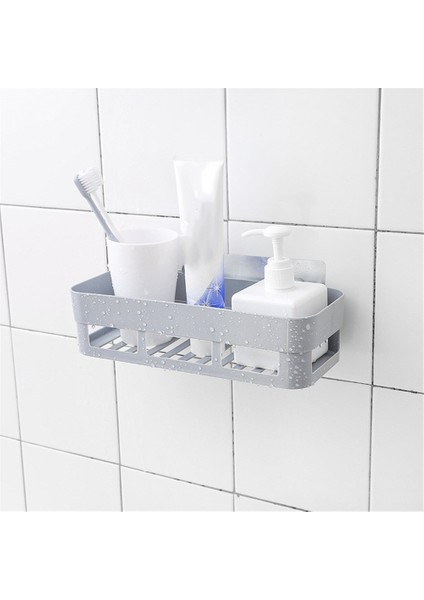 Gri Stil Duvar Askısı Duş Losyonu Organizer Güçlü Emici Kupa Duvara Monte Tutucu Mutfak Banyo Rafı Yapışkanlı Badkamer Depolama Askısı (Yurt Dışından)
