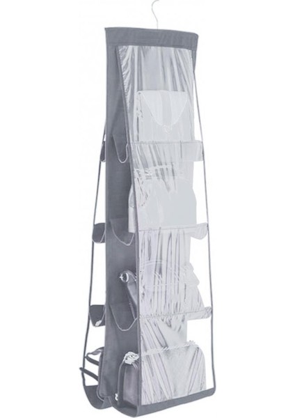 Gri Tarzı Wardrobe Sundry Ayakkabı Çantasıyla Askılı 8 Cepli El Çantası Organizer - Toz Geçirmez Ev Depolama Pochçu (Yurt Dışından)