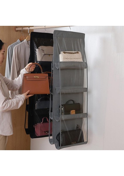 Gri Tarzı Wardrobe Sundry Ayakkabı Çantasıyla Askılı 8 Cepli El Çantası Organizer - Toz Geçirmez Ev Depolama Pochçu (Yurt Dışından) fiyatları