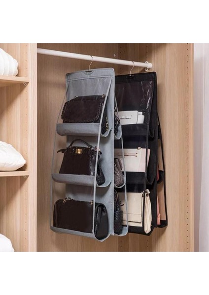 Gri Tarzı Wardrobe Sundry Ayakkabı Çantasıyla Askılı 8 Cepli El Çantası Organizer - Toz Geçirmez Ev Depolama Pochçu (Yurt Dışından) fırsatları