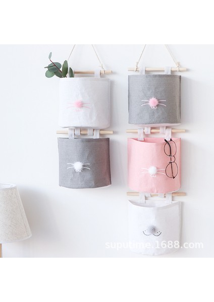 Pembe Beyaz Top Stili Pamuk Keten Askılı Çanta Süs Eşyaları Saklama Çantası Duvar Kapı Arka Dolap Askılı Organizer Su Geçirmez Kozmetik Oyuncak Cep Çantaları (Yurt Dışından) fırsatları
