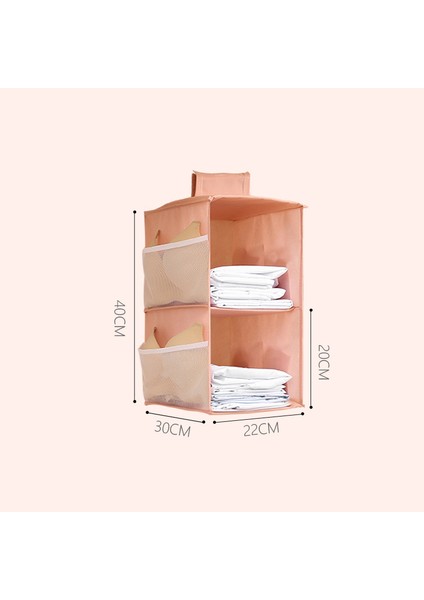 Pembe-2 Katman Stili Gardırop Askı Depolama Çantası Aralıklı Çekmece Tipi Kıyafet Iç Çamaşırı Askı Tutucu Taşınabilir Katlanabilir Askılı Dolap Yan Cebi (Yurt Dışından)