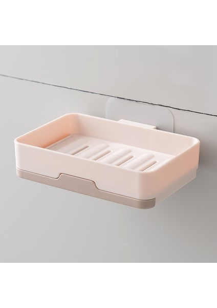 Haki Stili Banyo Emici Bardak Sabunluk Plastik Tutucular Duvara Monte Çift Katmanlı Yaratıcı Süzgeçli Sabun Saklama Çift Sabun Rafı (Yurt Dışından)