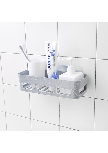 Gri Stil Tuvalet Rafı Duvara Asılı Banyo Emişli Raflar El Yıkama ve Delme Aparatları Için Tek Katmanlı Pp Organizer (Yurt Dışından) modelleri