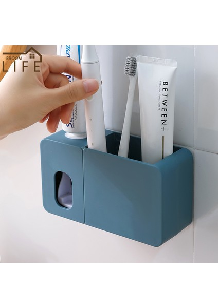 Beyaz Stil Çok Fonksiyonlu Banyo Rafı Diş Macunu Sıkacak Otomatik Diş Fırçası Askısı Duvara Monte Edilebilir Deliksiz Tuvalet Aksesuarları (Yurt Dışından) fırsatları