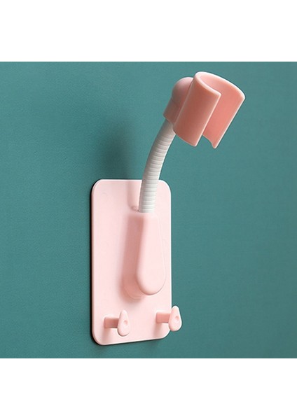 Pembe Stil 360 Ayarlanabilir Duş Başlığı Tutucu Kendinden Yapışkanlı Duş Başlığı Braketi Duvara Monte ile 2 Kanca Stand Banyo Evrensel Abs Tutucu (Yurt Dışından)