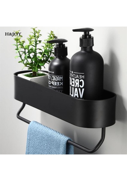 50CM Siyah Stil Banyo Rafı Mutfak Duvar Rafı Havlu Askısı Siyah Duş Saklama Sepeti Mutfak Düzenleyici Banyo Aksesuarları (Yurt Dışından)
