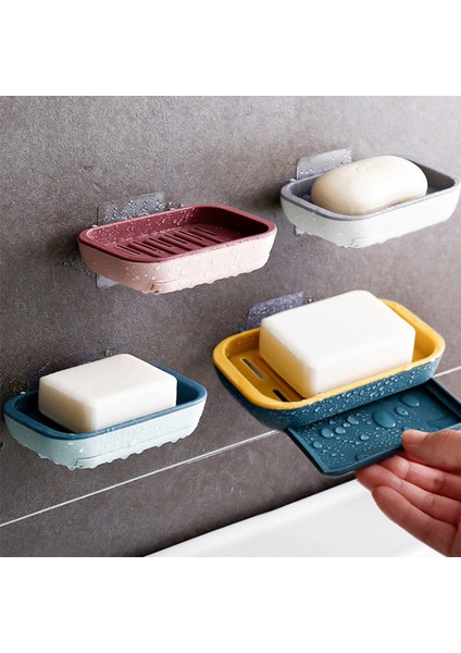 No.1 Tarzı 1 Adet Kendinden Yapışkanlı Sabun Rafı Duvara Monte Çift Katlı Sabun Tutucu Sabun Sünger Tabak Banyo Aksesuarları Sabunluk Araçları Cocina (Yurt Dışından)