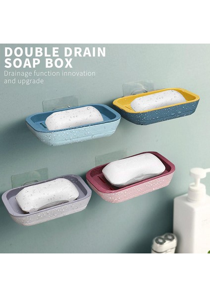 No.1 Tarzı 1 Adet Kendinden Yapışkanlı Sabun Rafı Duvara Monte Çift Katlı Sabun Tutucu Sabun Sünger Tabak Banyo Aksesuarları Sabunluk Araçları Cocina (Yurt Dışından)