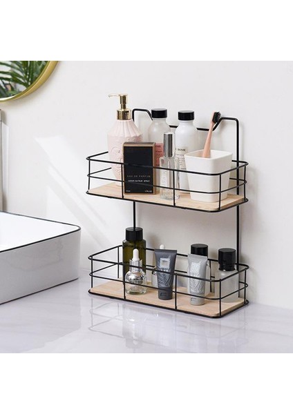 Altın Tarzı Mutfak Demir Depolama Rafı 2 Katlı Duvara Monte Deliksiz Sepetler Duş Tuvalet Malzemeleri Havlular Organizer Tutucu (Yurt Dışından) modelleri