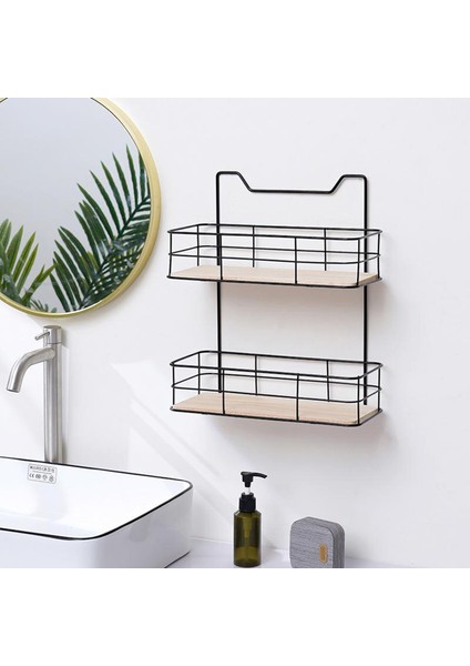 Altın Tarzı Mutfak Demir Depolama Rafı 2 Katlı Duvara Monte Deliksiz Sepetler Duş Tuvalet Malzemeleri Havlular Organizer Tutucu (Yurt Dışından) fırsatları