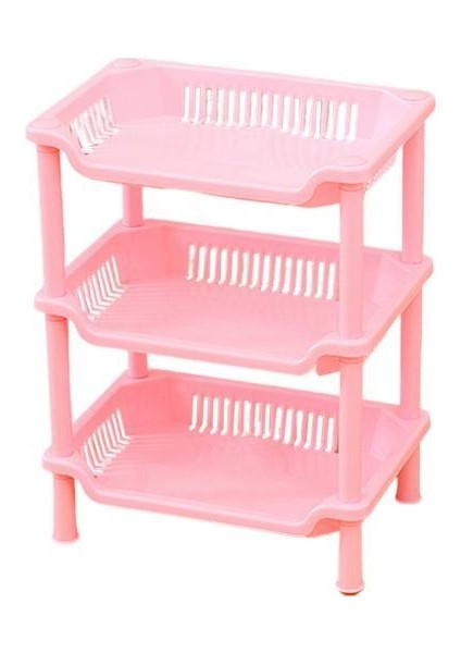 Pembe Bir Stil Katmanlı Plastik Mutfak Düzenleyici Raf Banyo Organizatörü Raflı Kare Üçgen Köşe Tutucu Raf Yığılabilir (Yurt Dışından)