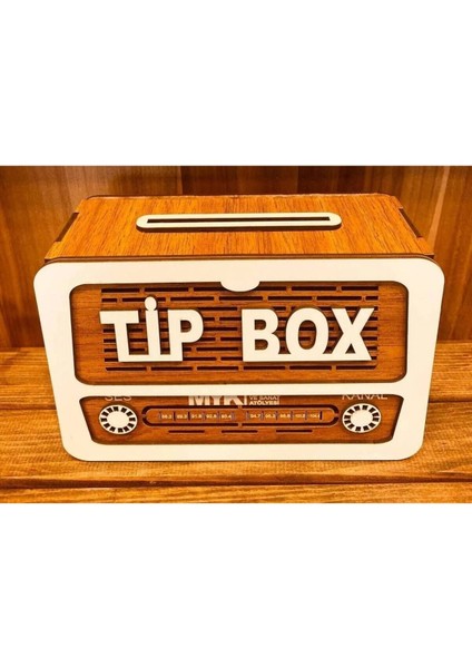 Ahşap Kumbara Nostalji Radyo Tip Box Bahşiş Kutusu Tipbox