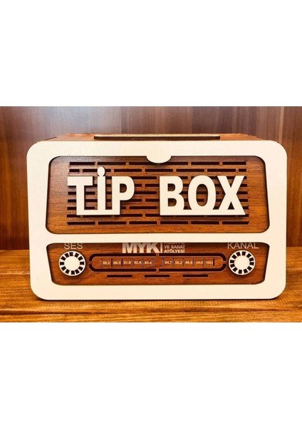 Ahşap Kumbara Nostalji Radyo Tip Box Bahşiş Kutusu Tipbox