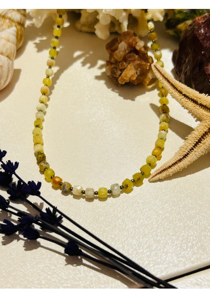 Opal ve Pirit Doğal Taşlı Kolye
