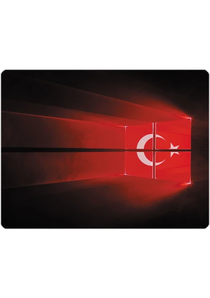 40X30CM Gaming Oyuncu Mousepad Kaymaz Kauçuk Taban Dikişli Kenar Türk Bayrağı MP014030