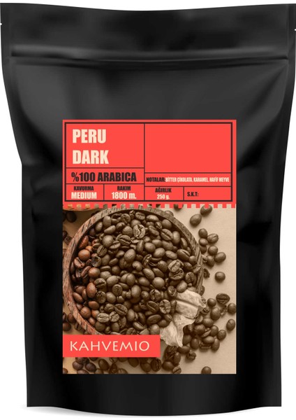 Peru Dark 250gr Arabica Çekirdek Kahve