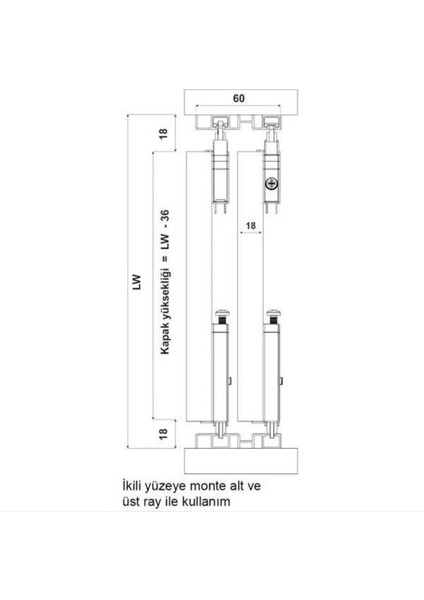 Sürgülü Kapak Frenli Mekanizme Sistemi 240 cm Göre modelleri