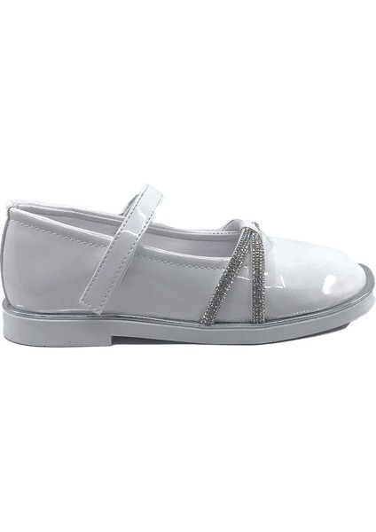 Arz 4754 Beyaz Taşlı Kız Çocuk Babet Ayakkabı
