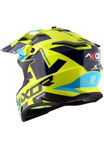 X-Cross X1 Helmet Neon Yellow Blue