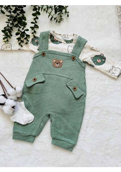 Punch Ayıcık Işlemeli Erkek Bebek Waffle Salopet (Çoraplı) fiyatları